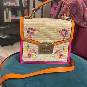 Aldo Multicolor Floral Embroidered Crossbody Bag